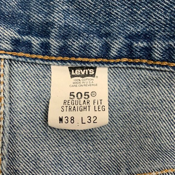 Vintage Levis 505 Jeans Mens 38 Blue Regular Fit Straight Denim High Rise 2002 - Picture 6 of 14